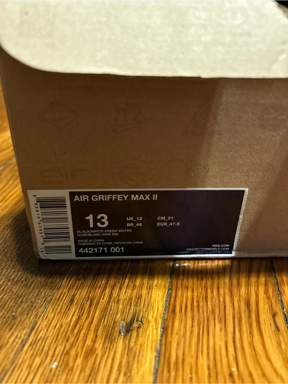 Nike Air Griffey Max II Fresh Water 442171-001 Mens Size 13 Black White Teal
